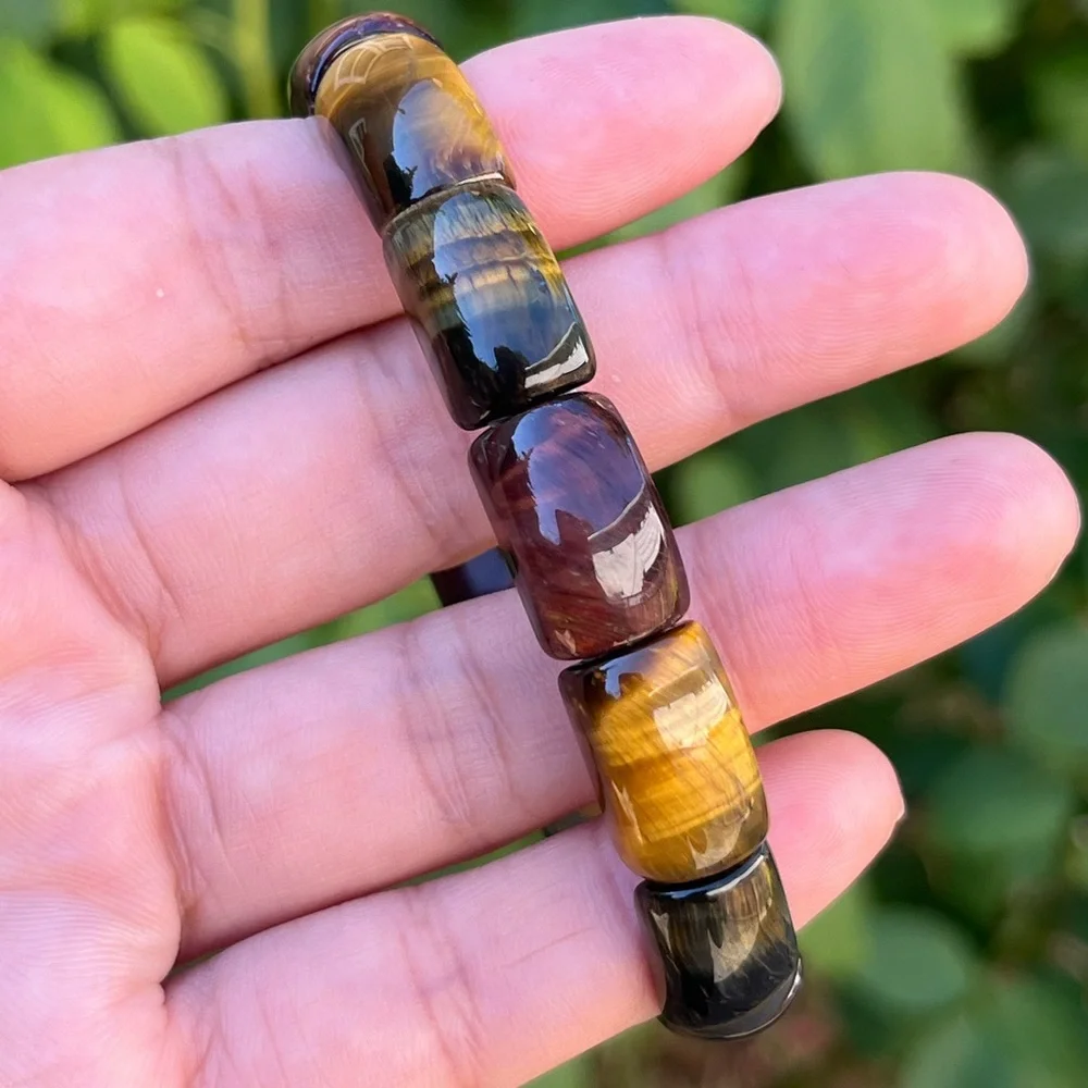 10.5mm stretchable rainbow tiger eye soft‎ bangle